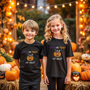 Trick or Treat Yo’ Self Funny Candy Halloween Tri-Blend Shirt