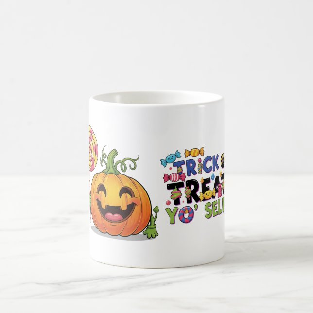 Trick or Treat Yo' Self Funny Halloween Coffee Mug (Center)