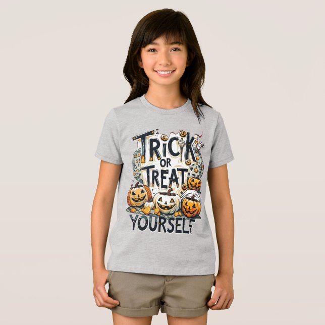 Trick Or Treat Yourself - Halloween  Tri-Blend Shirt (Front Full)