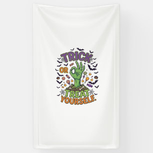 Trick Or Treat Yourself Zombie Hand Halloween Cand Banner