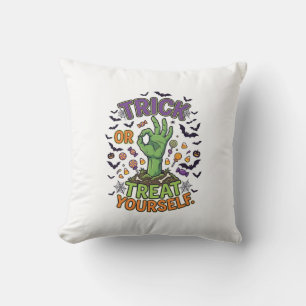 Trick Or Treat Yourself Zombie Hand Halloween Cand Cushion