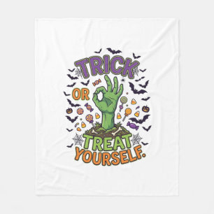 Trick Or Treat Yourself Zombie Hand Halloween Cand Fleece Blanket