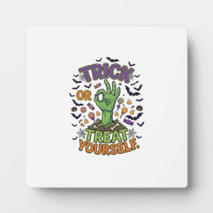 Trick Or Treat Yourself Zombie Hand Halloween Cand Plaque