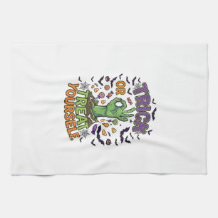 Trick Or Treat Yourself Zombie Hand Halloween Cand Tea Towel