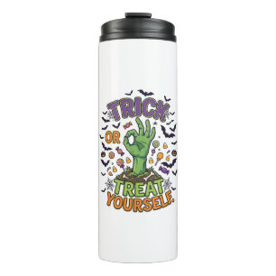 Trick Or Treat Yourself Zombie Hand Halloween Cand Thermal Tumbler