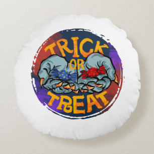 Trick or Treat – Zombie Hand with Candy Round Cushion