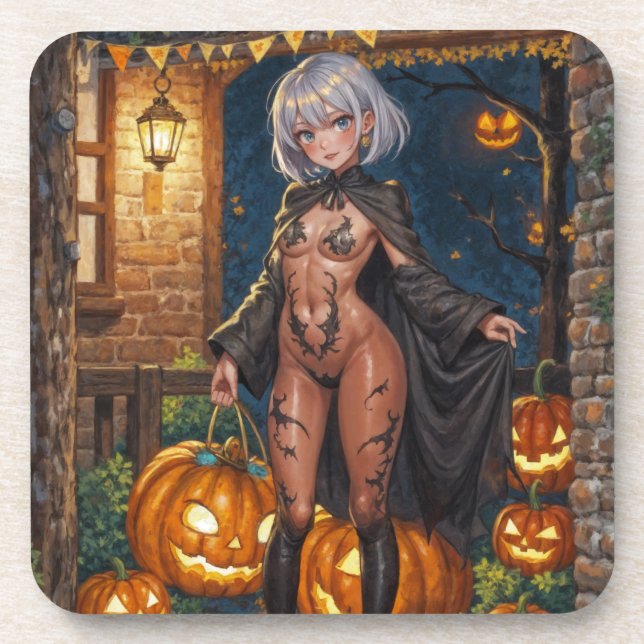 Trick or Treater, Brave Halloween Costume Girl Coaster (Front)