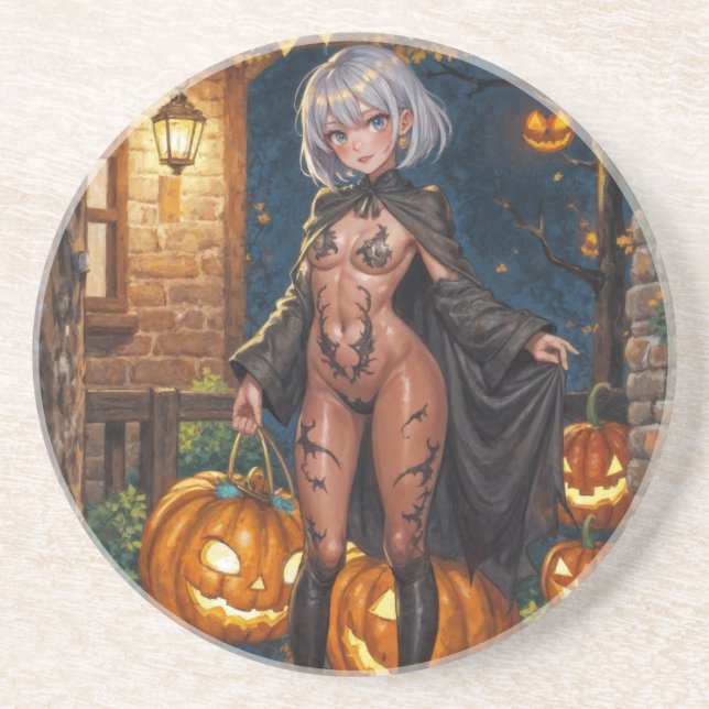 Trick or Treater, Brave Halloween Costume Girl Coaster (Front)