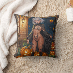 Trick or Treater, Brave Halloween Costume Girl Cushion
