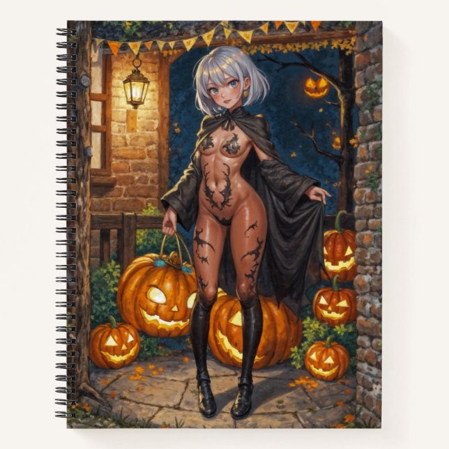 Trick or Treater, Brave Halloween Costume Girl Notebook (Front)