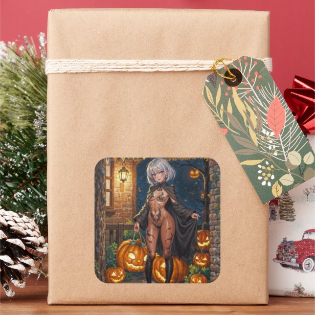 Trick or Treater, Brave Halloween Costume Girl Square Sticker (Holiday)