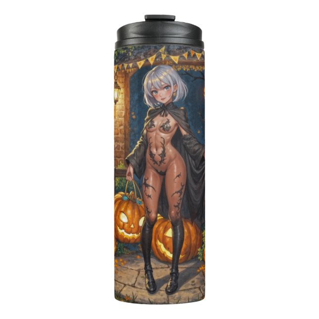 Trick or Treater, Brave Halloween Costume Girl Thermal Tumbler (Front)