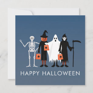 Trick or Treaters Halloween Postcard