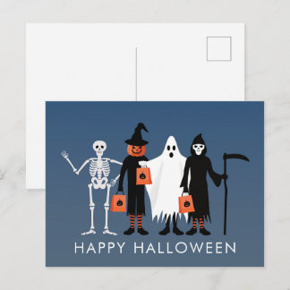 Trick or Treaters Halloween Postcard