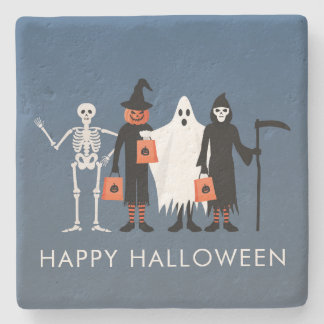 Trick or Treaters Halloween Stone Coaster