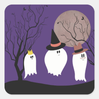 Trick or treaters square sticker