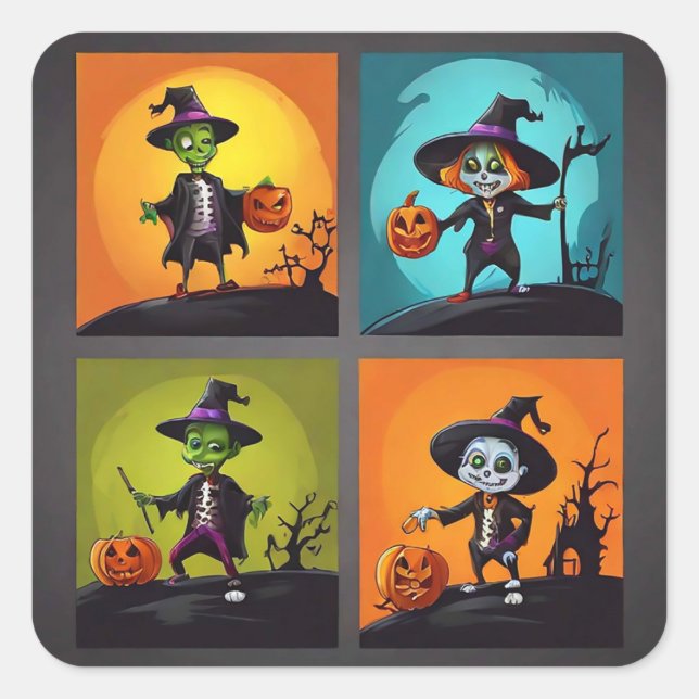 Trick or Treaters Square Sticker (Front)