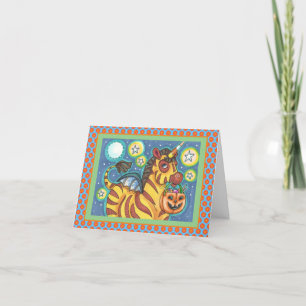 TRICK OR TREATING BAT WING ZEBRA, CUTE HALLOWEEN CARD