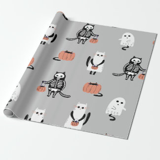 Trick-or-Treating Cats Halloween Wrapping Paper