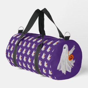 Trick Or Treating Ghost With Pumpkin Candy Bucket Duffle Bag