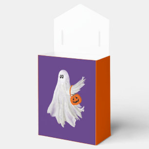 Trick Or Treating Ghost With Pumpkin Candy Bucket Favour Box