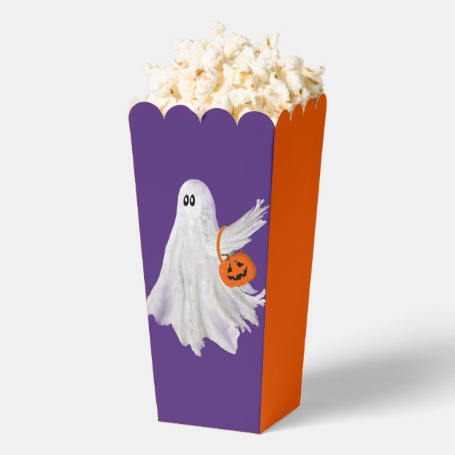 Trick Or Treating Ghost With Pumpkin Candy Bucket Favour Box (Popped)