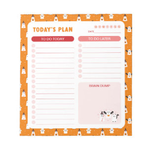 Trick or Treating Ghosts Daily To Do List Planner Notepad