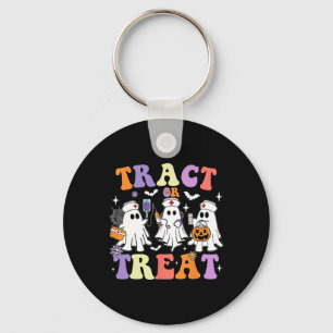 Trick Or Treatment Nurse Funny Ghost Women Hallowe Key Ring
