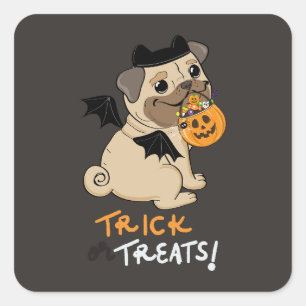 Trick or Treats Pug Costume Square Sticker