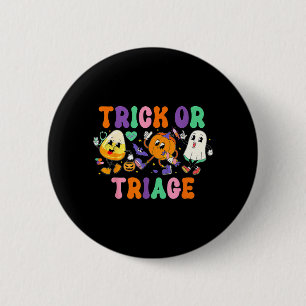 Trick Or Triage Nurse Ghost Pumpkin Halloween 6 Cm Round Badge