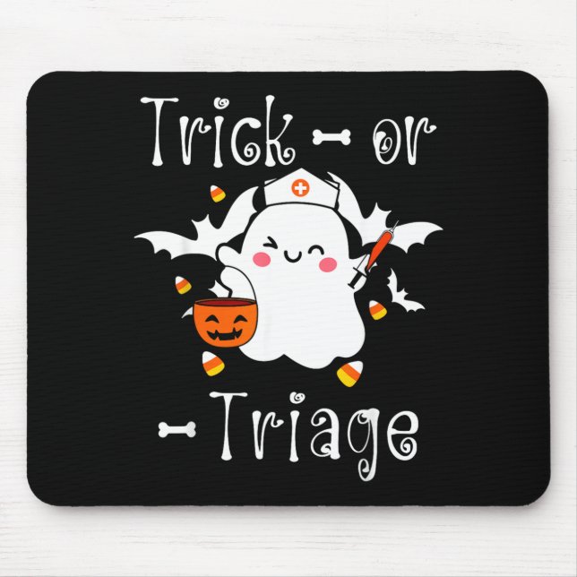 Trick Or Triage Triage Nurse Ghost Halloween Mouse Pad (Front)