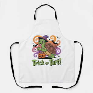 Trick or Turt Funny Turtle Halloween Apron