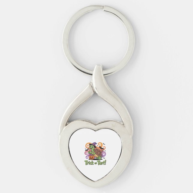 Trick or Turt Funny Turtle Halloween Key Ring (Front)