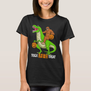 Trick Rawr Treat Bigfoot riding a Trex Dino Boys H T-Shirt