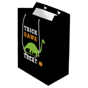 Trick Rawr Treat Cute Halloween Brontosaurus Dino Medium Gift Bag