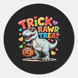 Trick Rawr Treat Dinosaur Trex Toddler Boys Hallow Classic Round Sticker