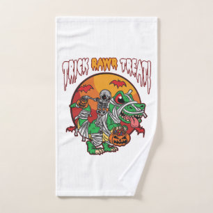 Trick Rawr Treat Spooky Halloween Dinosaur Hand Towel