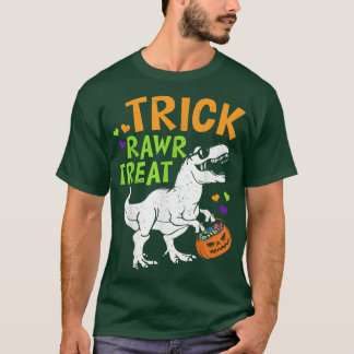 Trick Rawr Treat T Re Dinosaur Pumpkin Basket Hall T-Shirt