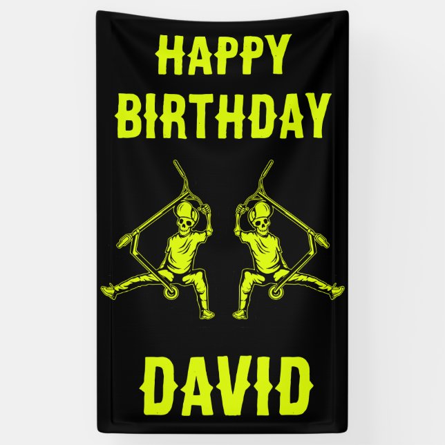 Trick Scooter Rider Birthday Banner (Vertical)