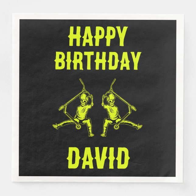 Trick Scooter Rider Birthday Napkin (Front)