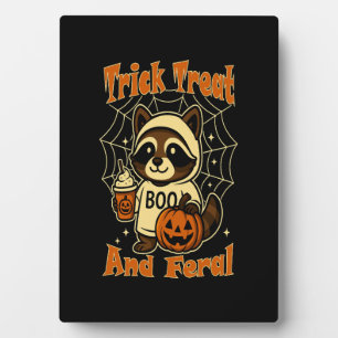 Trick Treat and Feral Cute Halloween Plaque