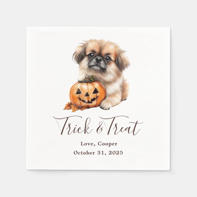Trick & Treat Custom Pet Cocktail Weddings Napkin  (Front)