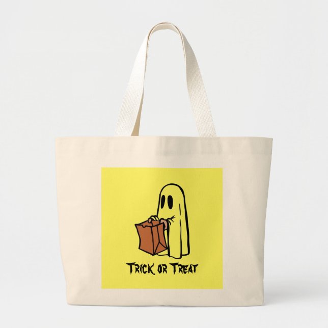 Trick Treat Ghost Large Tote Bag (Front)