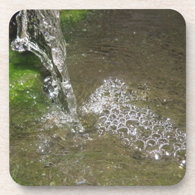 Trickling Waterfall Bubbling Water Cork Coaster (Front)