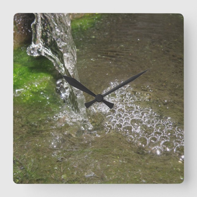 Trickling Waterfall Bubbling Water Wall Clock (Front)