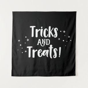 Tricks and Treats Halloween black Backdrop party Tapestry