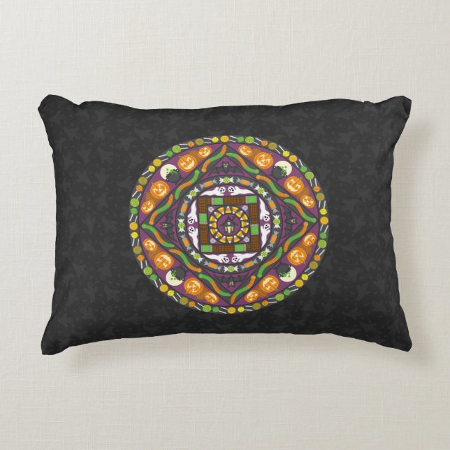 Tricks and Treats Mandala Accent Pillow (Front)