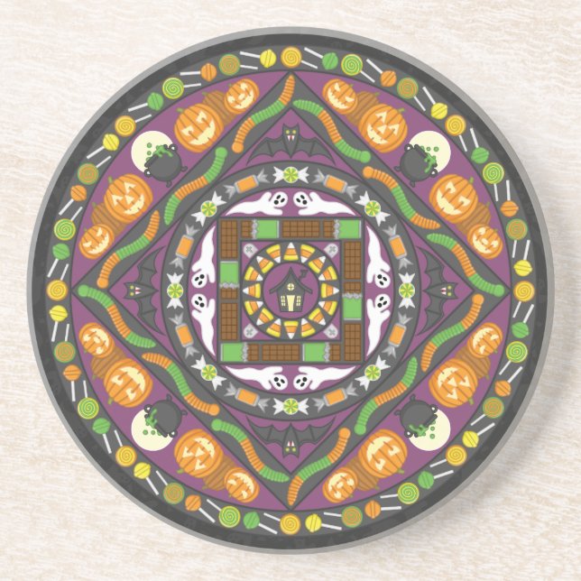 Tricks and Treats Mandala Coaster (Front)