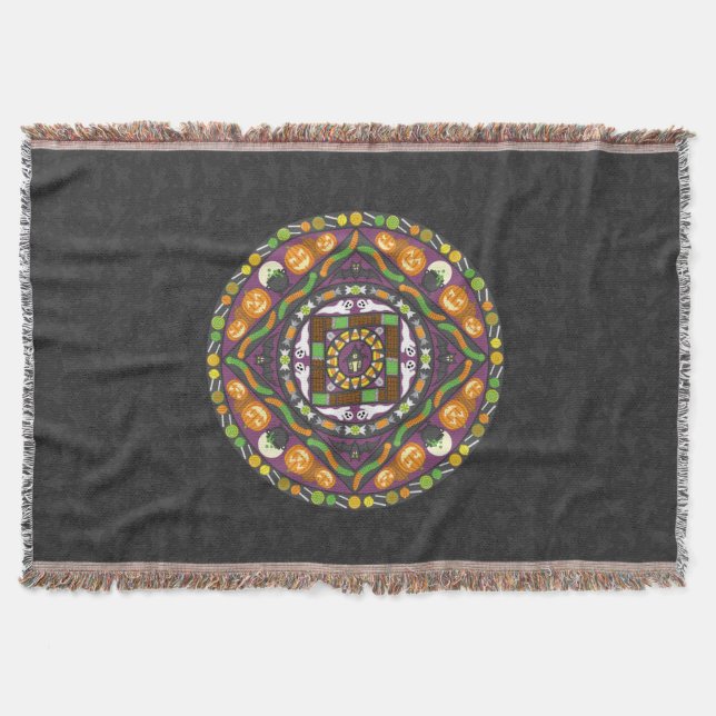 Tricks and Treats Mandala Throw Blanket (Front)
