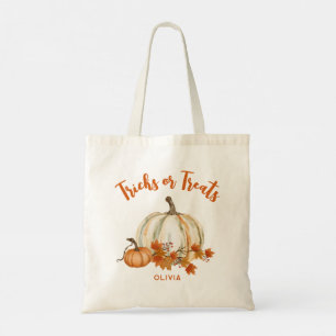 Tricks or Treats Cute Personalized Halloween Tote Bag